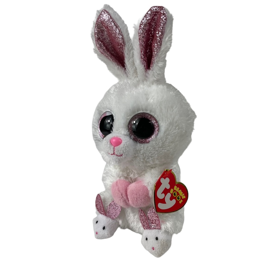 TySilk Slippers Easter Pink Glitter Bunny Slippers Rabbit Ty Beanie Boo May 10th